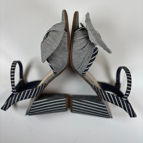 Circus by Sam Edelman Eva Pump Heels Sz 9‎ Navy White Stripe Bow Nautical Pin-up - Picture 9 of 11